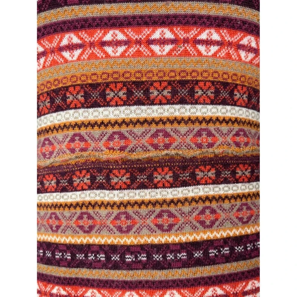 Free People Sleeveless Knit Dress Striped Nordic Boho festival retro Orange Red